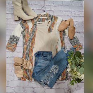 Multi Color Stripe Sweater Cardigan